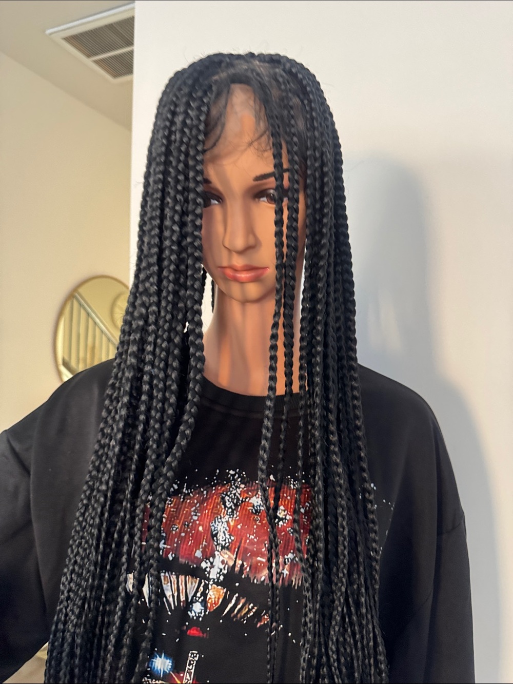 Black Long Box Braid Wig — Sleek Protective Style